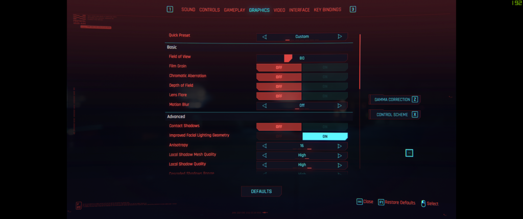 Cyberpunk 2077 native settings ui